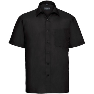 Russell Collection Klassisches Baumwollmischgewebe Popeline Hemd – Kurzarm, black, S