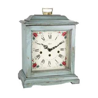 Hermle -Tischuhr Blau Vintage Floral Mechanisch 33cm- 22915-V70340