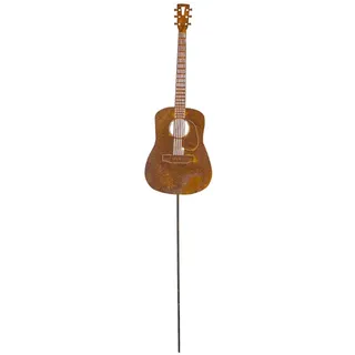 Gartenstecker Gitarre aus Cortenstahl – Edelrost Metall Deko für Garten, Beet & Balkon, wetterfest, 110 cm, Rostoptik, Geschenk für Musiker, Gitarristen & Musikliebhaber
