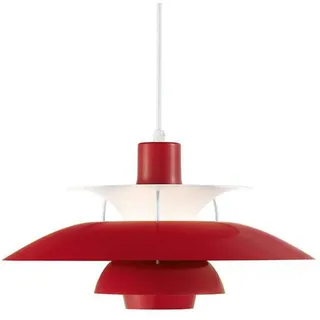 Nordic Stil Pendelleuchte Rot Aluminium Lampenschirm Dänische Designer Pendellampe Vintage E27 Höhenverstellbar Dekorativ Hängeleuchte Esszimmer Esstisch Schlafzimmer Wohnzimmer