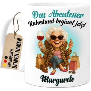 Tassenliebling® Ruhestand Tasse personalisiert - Renteneintritt Geschenk 2025 Frau - Abenteuer Rente - Abschiedsgeschenk Kollegen Rente Rentenbeginn - Lustige Tasse Rentnerin