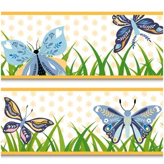 Bordüre 15cm x 200cm für Kinderzimmer Babyzimmer Dekor Aufkleber Wandbordüre selbstklebend Wandtattoo für Kinder Mädchen Junge Y033 (Schmetterlinge)