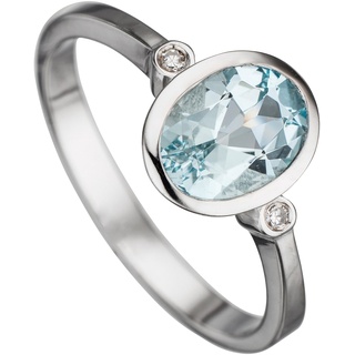 Diamantring JOBO "Ring mit Aquamarin und 2 Diamanten" Fingerringe Gr. 60, SI = kleine Einschlüsse, Weißgold 585-Diamanten, weiß (weißgold 585) Damen Diamantringe