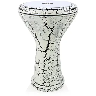 Orientalische Solo Darbuka mit Zubehör gerissener Lack Effeckt Weiß/Schwarz