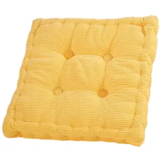 DOTBUY-SHOP Quadratisch Sitzkissen Kord Sitzkissen Outdoor und Indoor, Widerstandsfähige Stuhlkissen Kinder Komfortabel Sitzpolster für Garten, Schlafzimmer (45x45cm,Gelb)