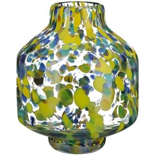 GILDE Deko Vase Blumenvase Glasvase - Geschenk für Frauen Geburtstagsgeschenk - Dekoration Frühling Ostern - Farbe: Transparent Gelb Grün Blau Höhe 22 cm