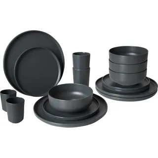 Bo-Camp Patom Melamin Campinggeschirr Set 16-tlg. anthrazit