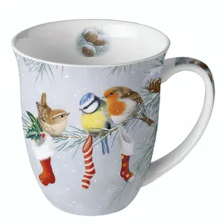 Ambiente Haus Tasse Tasse Weihnachts Socken 0,4 l, Porzellan bunt