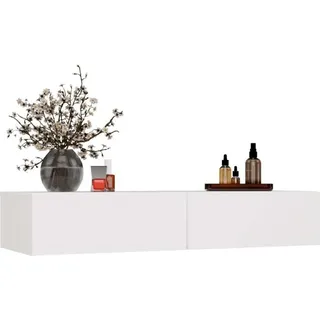 BDW, Wand-Schminktisch, 110×40×20 cm, mit 2 Schubladen, MIKA, Weiß - Weiß
