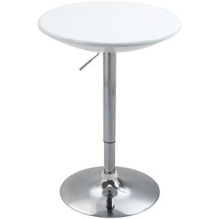 HOMCOM Bartisch Ständer und Tellerfuß aus Metall, Bewegliche 360-Grad-Tischplatte Weiß Ø61 x 76-97 cm