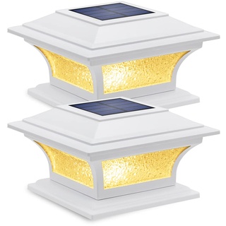 Siedinlar Solar Pfostenkappen Licht, Solarleuchten für Außen 2 Modi LED Licht Wasserdicht Decor für 7x7 8x8 9x9 Holzpfosten Zaun Patio (2 Stück)