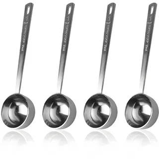 Teegxddy Edelstahl Dosierlöffel 15ml,4 Stück Kaffeelöffel Portionierer,Kaffeemesslöffel 15ml,Kaffeelöffel mit Langem Griff, Geeignet zum Messen von Kaffeepulvern, Gewürzen, Pulvern oder Flüssigkeiten