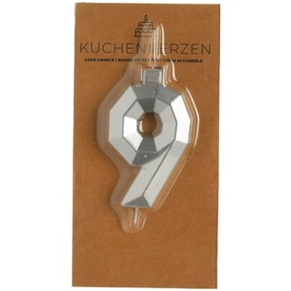 Kuchenkerze ZAHL 9 ca.L7,5cm, silber