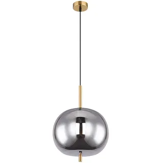 Hängelampe Pendellampe Hängeleuchte Esstischlampe Kugel messingfarben Rauchglas, Metall, 1x E27 Fassung, DxH 30x120cm