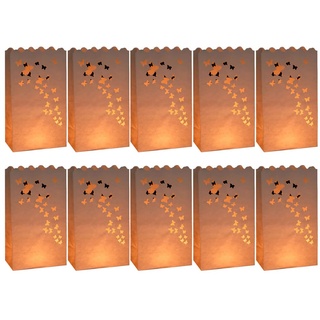 10 Stück Kerzentüten Papierlaternen Teelicht Kerze Taschen Resistent Kerzen Tüte LED Kerzen Lichttüten Candle Bags für Hochzeit Party Dekoration