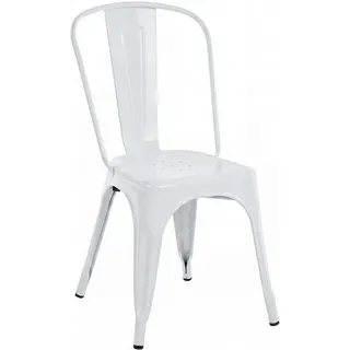furnicato Stuhl Stapelstuhl Benedikt 44x48x89 cm weiß (1 St), Stapelbarer Metall-Sitzstuhl mit Bodenschonern für die Gastronomie weiß