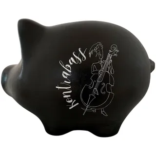 Sparschwein groß XXL aus Keramik Personalisierte mit Namen ohne öffnung für Mädchen und Jungen für Kinder und Erwachsene Kindersparschwein Spardose handgemalt Schwarz