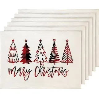 Platzset Weihnachten Abwaschbar Rot 6er C002 30 x 45 cm 6 Stück