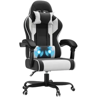 JUMMICO Gaming Stuhl Kunstleder Weiß
