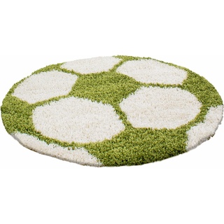 Kinderteppich »Fun 6001«, rund, 30 mm Höhe, Fußball Design, Teppiche, 37198539-9 grün 30 mm