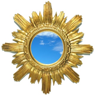 Ideacasa Spiegel mit goldener Sonne, Barock-Stil, Luigi XVI Kunst, Vintage, 42 cm