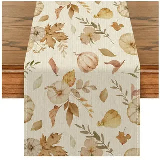 LuxusKollektion Tischläufer Tischläufer Herbst Ahorn Kürbis 40x140cm Beige (1-tlg) beige|braun