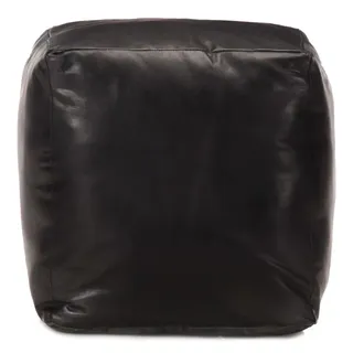 vidaXL Pouf Schwarz 40 x 40 x 40 cm Echtes Ziegenleder
