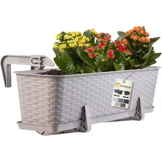 Kadax Balkontopf mit Untersatz, Pflanzkasten, 60cm, Karamell