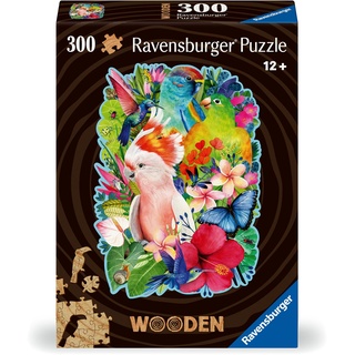 Ravensburger WOODEN Puzzle 12000760 - Exotische Vögel - 300 Teile Kontur-Holzpuzzle mit stabilen, individuellen Puzzleteilen und 25 kleinen Holzfiguren , für Erwachsene und Kinder ab 12 Jahren
