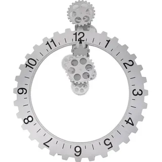 3D Uhr mit beweglichem Zahnrad Retro große hängende Zahnraduhr rotierende mechanische Stunde Rad Wandkunst dekorative Uhr Silber