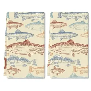 Horienteeon Küchentücher mit Fischmuster, schnell trocknendes Mikrofaser-Geschirrtuch zum Trocknen in der Küche, Premium-Handtücher, Geschirrtücher, 60 x 40 cm, 2 Stück