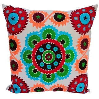 Casa Moro Dekokissen Mandala Samtkissen Kera 40x40 cm mit Füllung, Boho Kissen bestickt, buntes Couchtisch Sofakissen quadratisch Ethno Kissen bunt