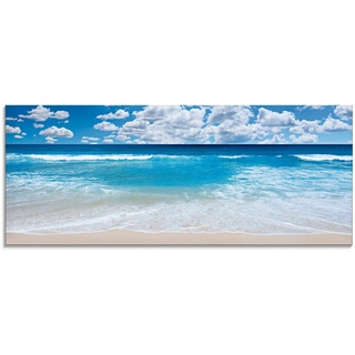 Glasbild ARTLAND "Großartige Strandlandschaft" Bilder Gr. B/H: 125 cm x 50 cm, Strand, 1 St., blau Glasbilder