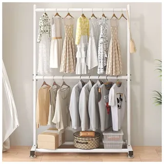 Doppelgarderobe, Kleiderständer, 80 cm, Weiß, zum Aufhängen von Kleidung, Mänteln, Röcken, Pullovern, stabile Aufbewahrungslösung für Zuhause und Schrank
