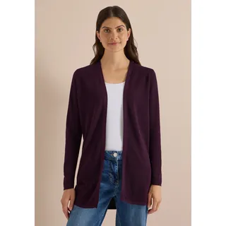 Cardigan CECIL, Damen, Gr. XS (36), eggplant rot, Web, 60% Baumwolle, 40% Viskose, unifarben, comfort fit normal, V-Ausschnitt, abgesteppt, Strickjacken, im soften Baumwoll-Mix