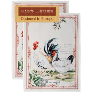 Maison d'Hermine Küchenhandtuch 100% Baumwolle (50 cm x 70 cm, Set von 2) | Küchenhandtücher Tischgeschirrtücher zum Muttertagsgeschenke Reinigen Buffetpartys Hochzeiten Frühling/Sommer - Campagne
