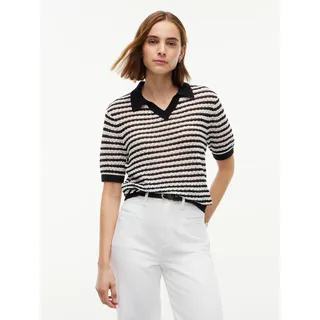 Tommy Hilfiger Polokragenpullover Schwarz / Weiß S