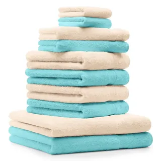Betz Handtuch Set 10-TLG. Handtücher-Set Classic Farbe beige und türkis, 100% Baumwolle (Set, 10-St) beige