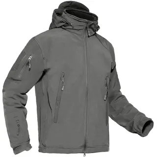 KEFITEVD Softshelljacke Herren Wasserdicht Winddicht Regenjacke Herbst Winter Übergangsjacke Herbstjacke Fleece Funktionsjacke Jagd Angeln Männer Taktisch Jacke Grau L - L