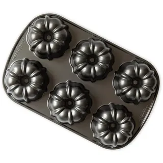 Nordic Ware Original Gugelhupfform Aluguss Mini Gugelhupfform für 6 Kuchen, Kuchenform Farbe: Graphit