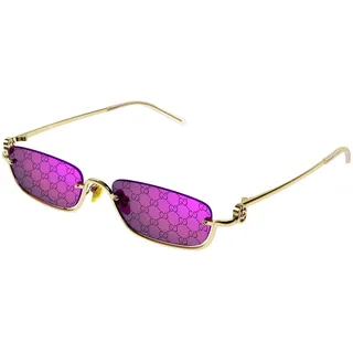 GUCCI Unisex GG1278S Sunglasses, Gold-Gold-Violet, 55 - Einheitsgröße
