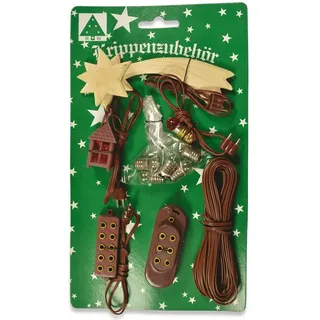 RIFFELMACHER & WEINBERGER Krippen-Zubehör Beleuchtungsset mit Laterne und Komet 4.5V Anschluss 7tlg. 78268 (7 St) braun