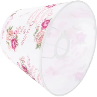 Stofflampenschirm Rosa E27 für Tischlampe und Stehlampe | Gewebe und Eisen, Landhausstil mit Stabiler Form, Geeignet für Wohnzimmer und Schlafzimmer