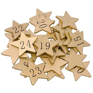 Adventskalender-Zahlen "Sterne" aus Holz, gold, 3,5 cm