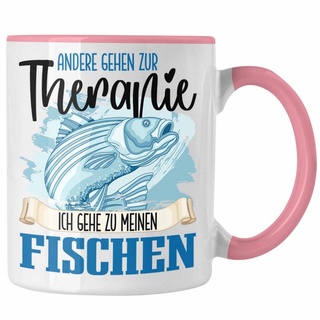 Trendation Tasse Trendation - Angler Tasse Geschenk für Fisch Besitzer Therapie Lustige rosa