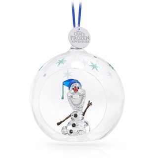Swarovski Frozen Olaf Weihnachtskugel, Kleine Kugel mit Olaf Figur, Metallanhänger und Strahlenden Swarovski Kristallen