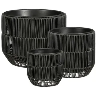 Mica Decorations Blumentopf Mica Decorations Peta Blumentopf – Set von 3 – Schwarz schwarz 36 cm x 28 cm