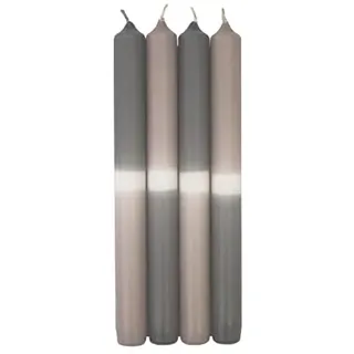 Leuchterkerzen Dip Dye Kerzen Grau/Silbergrau, 250 x ∅ 23 mm, 4 Stück