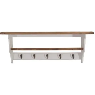 Landhaus Vintage Look Möbel weiß Regal Wandregal Aufbewahrung (Wandgarderobe Gustav, 5 Haken, 70cm)