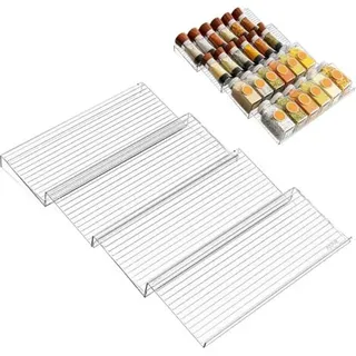 Gewürzschubladen-organizer Für Die Küche, Gewürzregal Für Schubladen, Gewürzhalter Für Schubladen, Ausziehbar Von 27 Bis 55 Cm, Gewürzaufbewahrungsschublade Für Die Küchenarbeitsplatte, Acryl, 4-teili